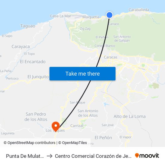 Punta De Mulatos to Centro Comercial Corazón de Jesus map