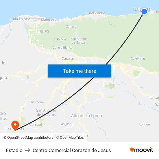 Estadio to Centro Comercial Corazón de Jesus map