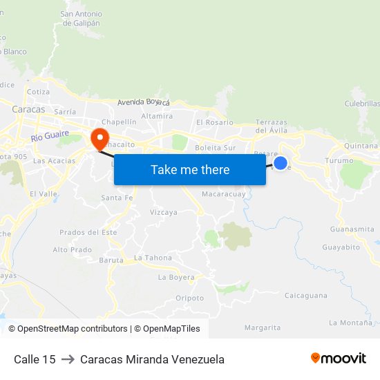 Calle 15 to Caracas Miranda Venezuela map