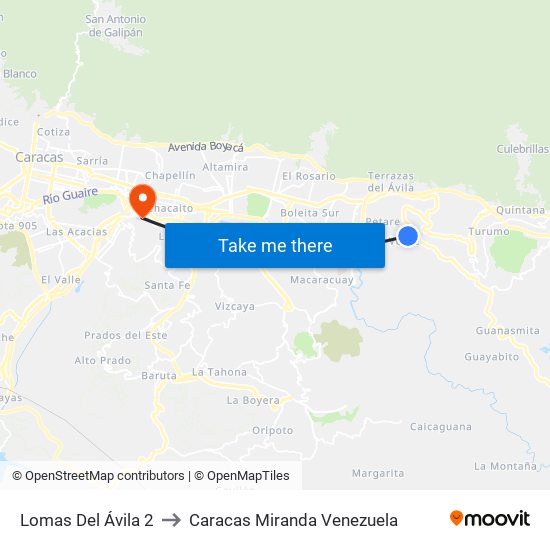 Lomas Del Ávila 2 to Caracas Miranda Venezuela map
