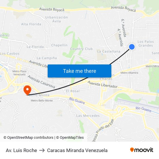 Av. Luis Roche to Caracas Miranda Venezuela map