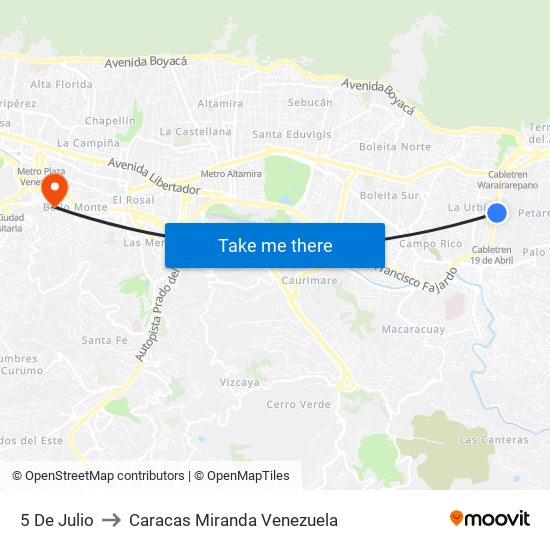 5 De Julio to Caracas Miranda Venezuela map