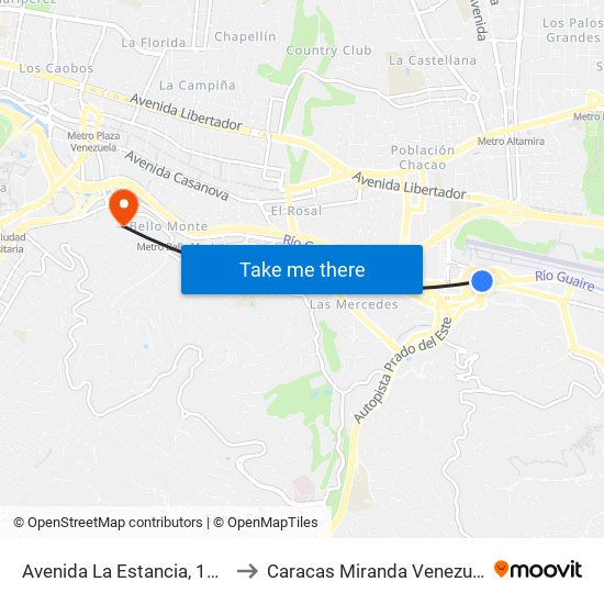 Avenida La Estancia, 1060 to Caracas Miranda Venezuela map