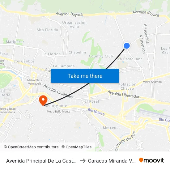 Avenida Principal De La Castellana, 1060 to Caracas Miranda Venezuela map