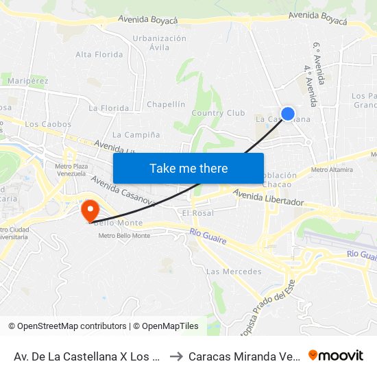 Av. De La Castellana X Los Granados to Caracas Miranda Venezuela map