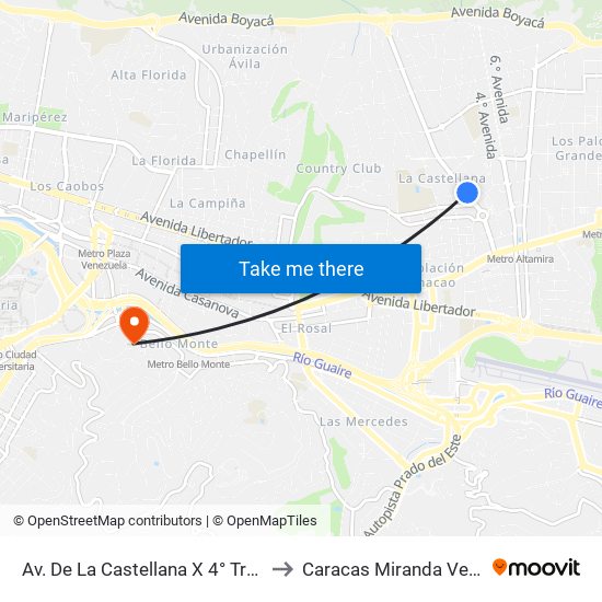 Av. De La Castellana X 4° Transversal to Caracas Miranda Venezuela map