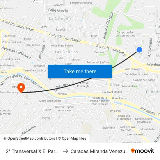 2° Transversal X El Parque to Caracas Miranda Venezuela map