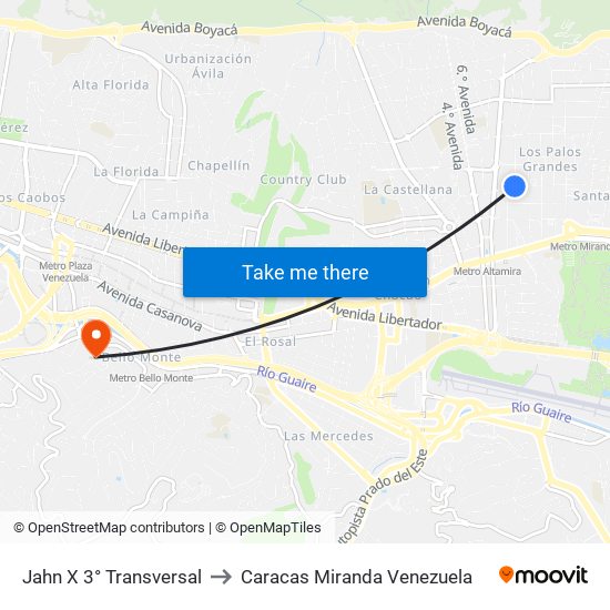 Jahn X 3° Transversal to Caracas Miranda Venezuela map