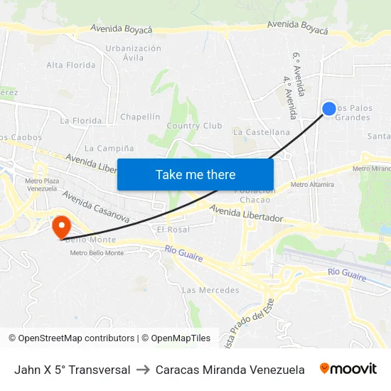 Jahn X 5° Transversal to Caracas Miranda Venezuela map