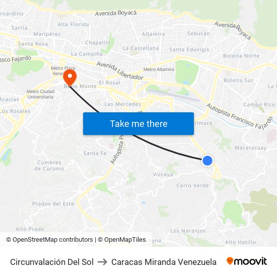 Circunvalación Del Sol to Caracas Miranda Venezuela map