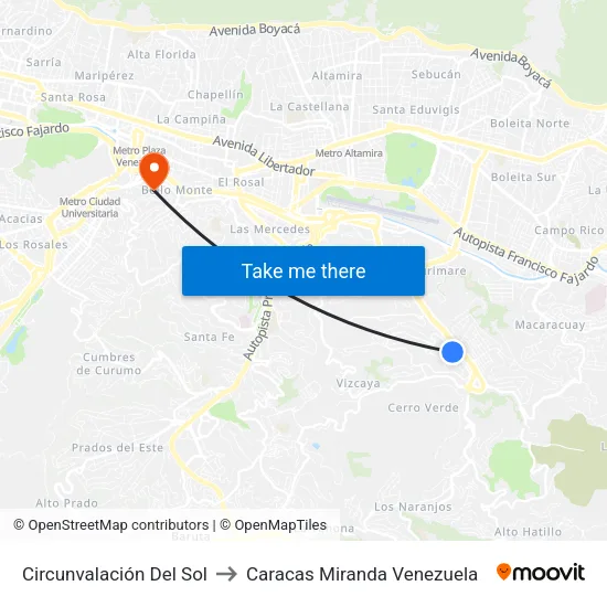 Circunvalación Del Sol to Caracas Miranda Venezuela map