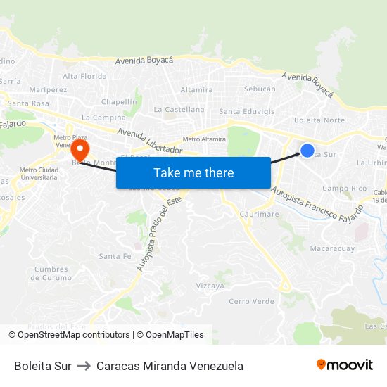 Boleita Sur to Caracas Miranda Venezuela map