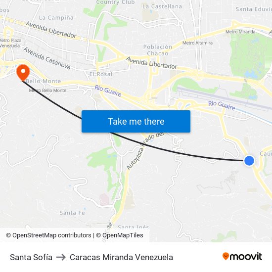 Santa Sofía to Caracas Miranda Venezuela map