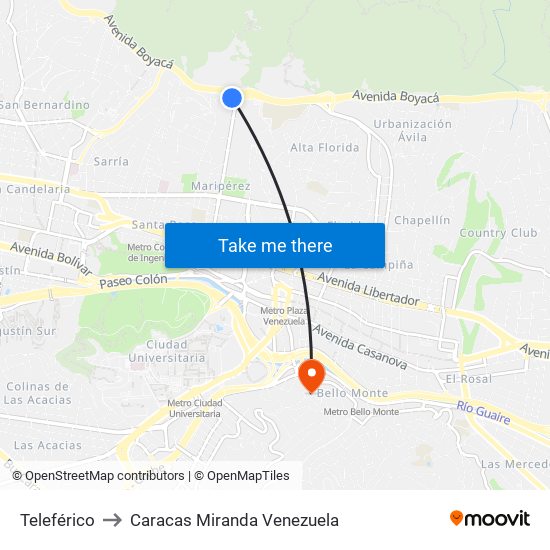 Teleférico to Caracas Miranda Venezuela map