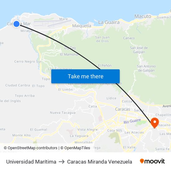 Universidad Marítima to Caracas Miranda Venezuela map