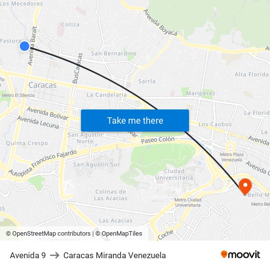 Avenida 9 to Caracas Miranda Venezuela map