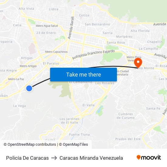 Policía De Caracas to Caracas Miranda Venezuela map