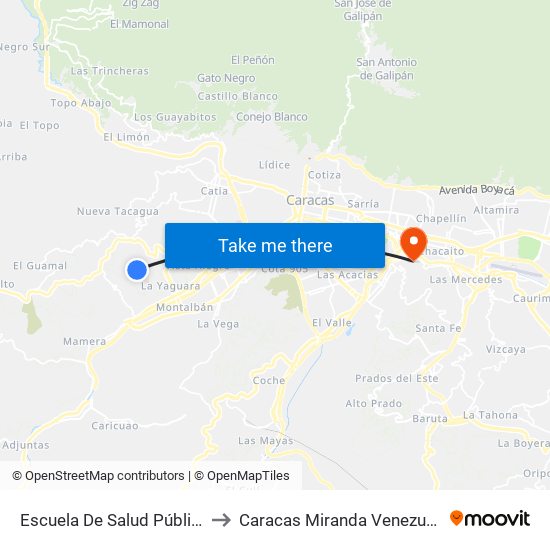 Escuela De Salud Pública to Caracas Miranda Venezuela map