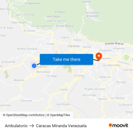 Ambulatorio to Caracas Miranda Venezuela map
