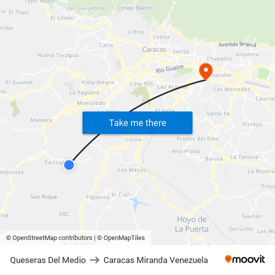 Queseras Del Medio to Caracas Miranda Venezuela map