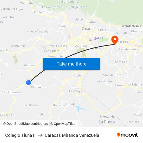 Colegio Tiuna II to Caracas Miranda Venezuela map