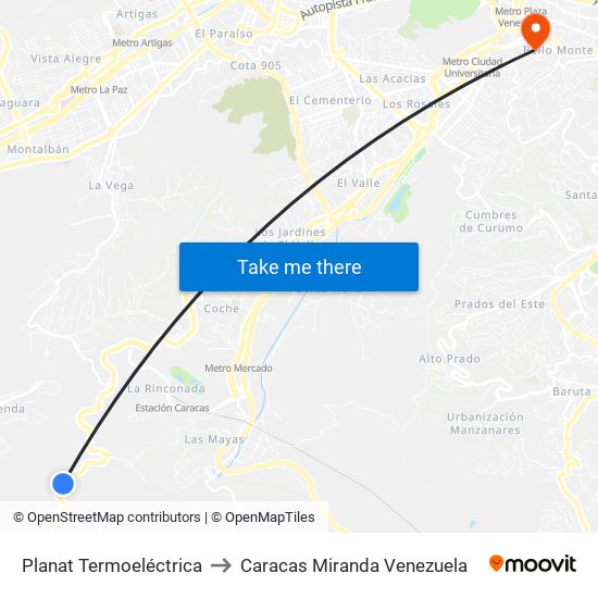 Planat Termoeléctrica to Caracas Miranda Venezuela map