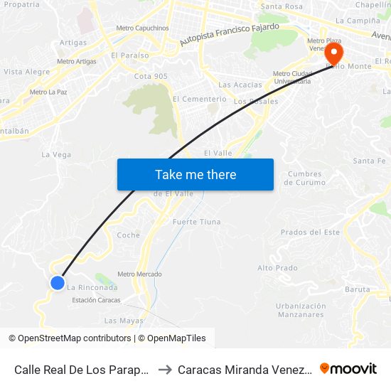 Calle Real De Los Paraparos to Caracas Miranda Venezuela map