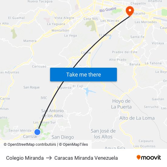 Colegio Miranda to Caracas Miranda Venezuela map