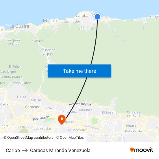 Caribe to Caracas Miranda Venezuela map