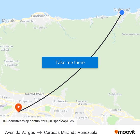 Avenida Vargas to Caracas Miranda Venezuela map