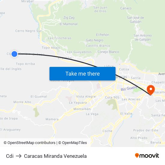 Cdi to Caracas Miranda Venezuela map