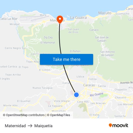 Maternidad to Maiquetía map