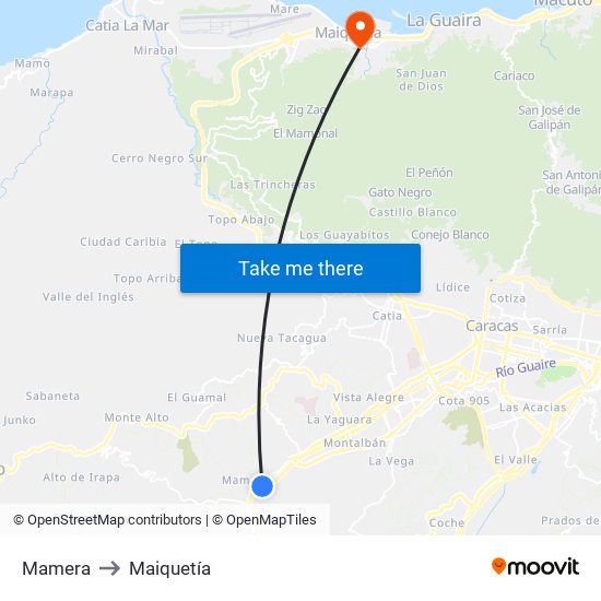 Mamera to Maiquetía map