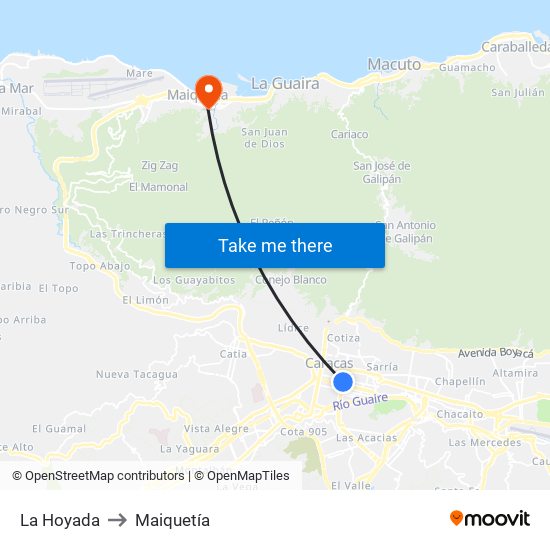 La Hoyada to Maiquetía map