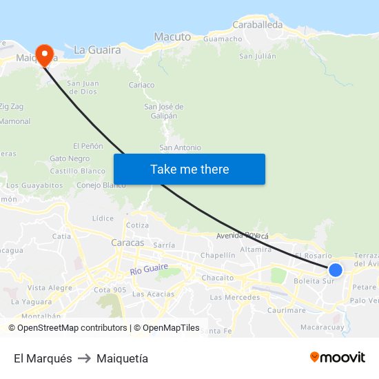 El Marqués to Maiquetía map