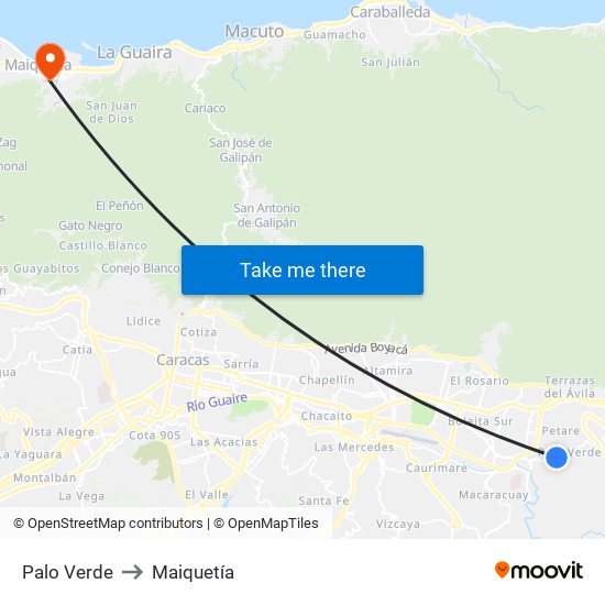 Palo Verde to Maiquetía map