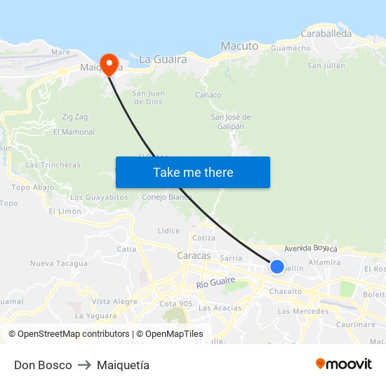 Don Bosco to Maiquetía map