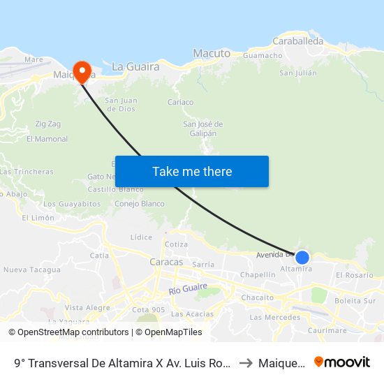 9° Transversal De Altamira X Av. Luis Roche to Maiquetía map