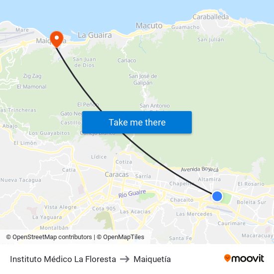 Instituto Médico La Floresta to Maiquetía map
