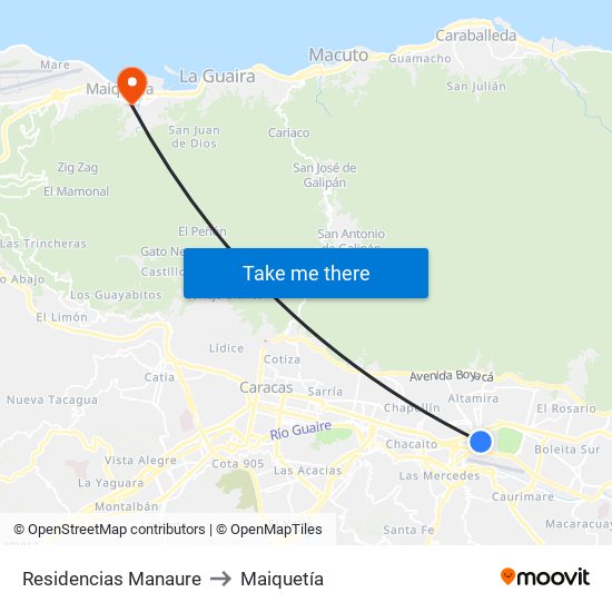 Residencias Manaure to Maiquetía map