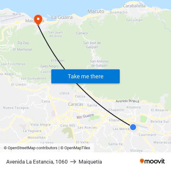 Avenida La Estancia, 1060 to Maiquetía map