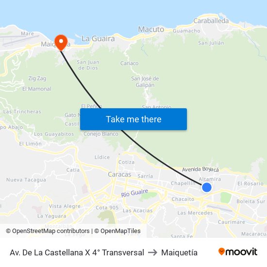 Av. De La Castellana X 4° Transversal to Maiquetía map