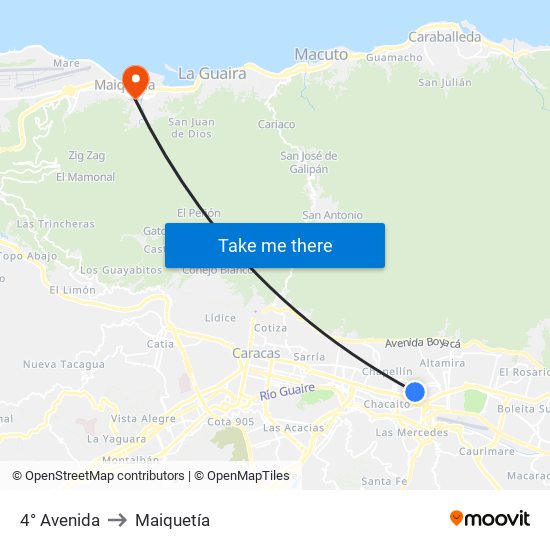 4° Avenida to Maiquetía map