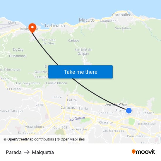 Parada to Maiquetía map