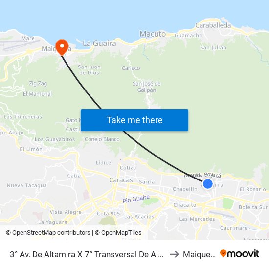 3° Av. De Altamira X 7° Transversal De Altamira to Maiquetía map