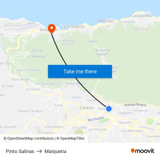 Pinto Salinas to Maiquetía map