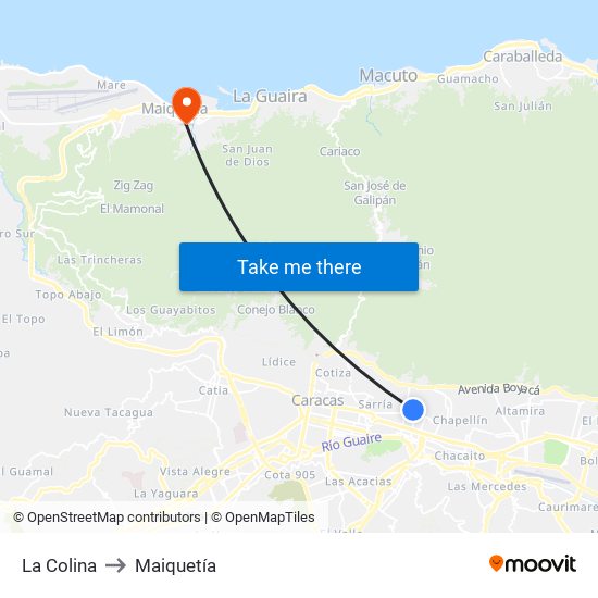 La Colina to Maiquetía map