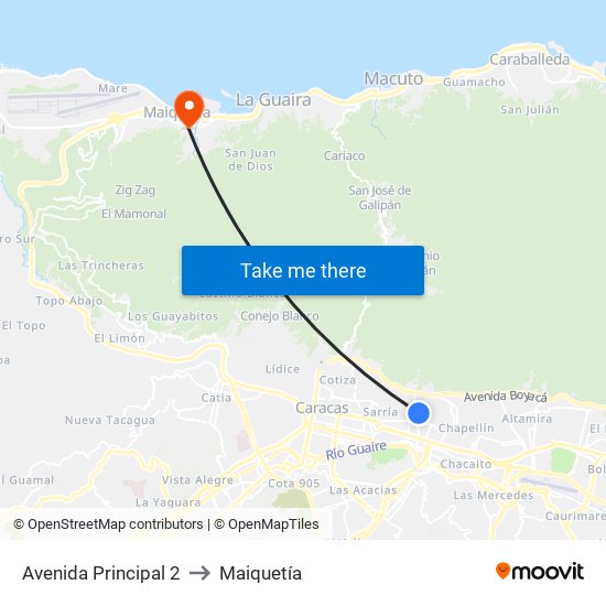 Avenida Principal 2 to Maiquetía map