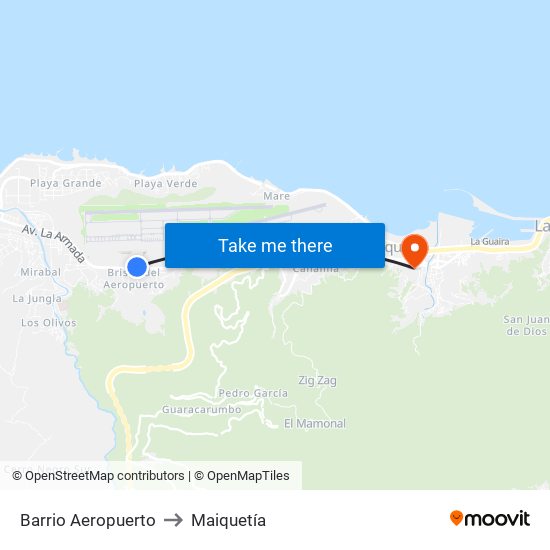 Barrio Aeropuerto to Maiquetía map