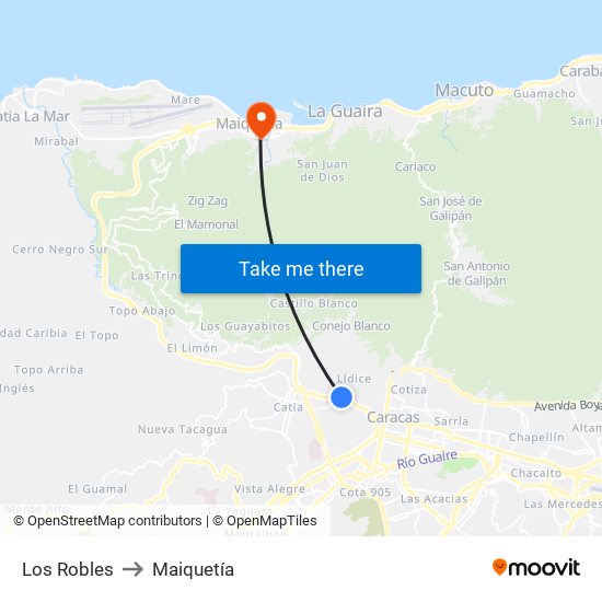 Los Robles to Maiquetía map